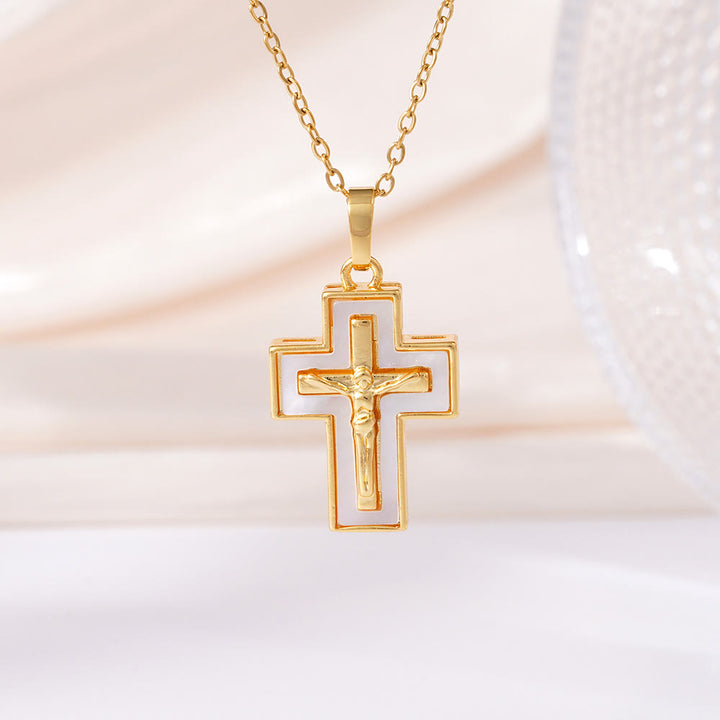Christianartworkshop Mehrreihige Kruzifix-Halskette mit Anhänger: Ein Symbol der Erlösung und ewigen Gnade - Golden - image 3
