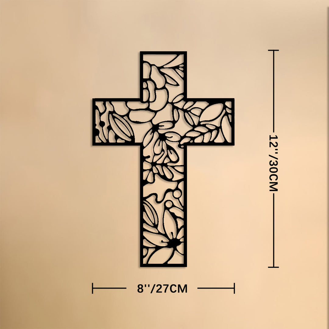 Christianartworkshop Wanddekor aus Metall mit floralem Hohlkreuz: Symbol ewiger Hoffnung und Gnade - 12''*10,6''*0,04''/30*27*0,1 cm - image 5