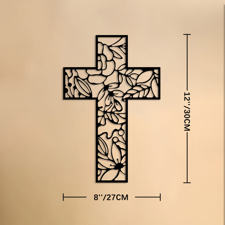 Christianartworkshop Wanddekor aus Metall mit floralem Hohlkreuz: Symbol ewiger Hoffnung und Gnade - 12''*10,6''*0,04''/30*27*0,1 cm - image 5
