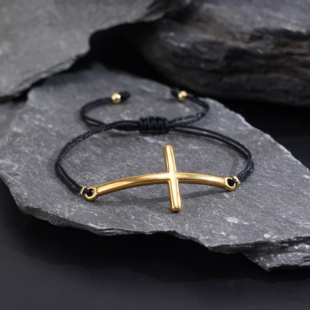 Christianartworkshop Modernes, verstellbares Kreuzarmband: Eine Erinnerung an göttlichen Schutz und unendliche Gnade - Golden - image 2