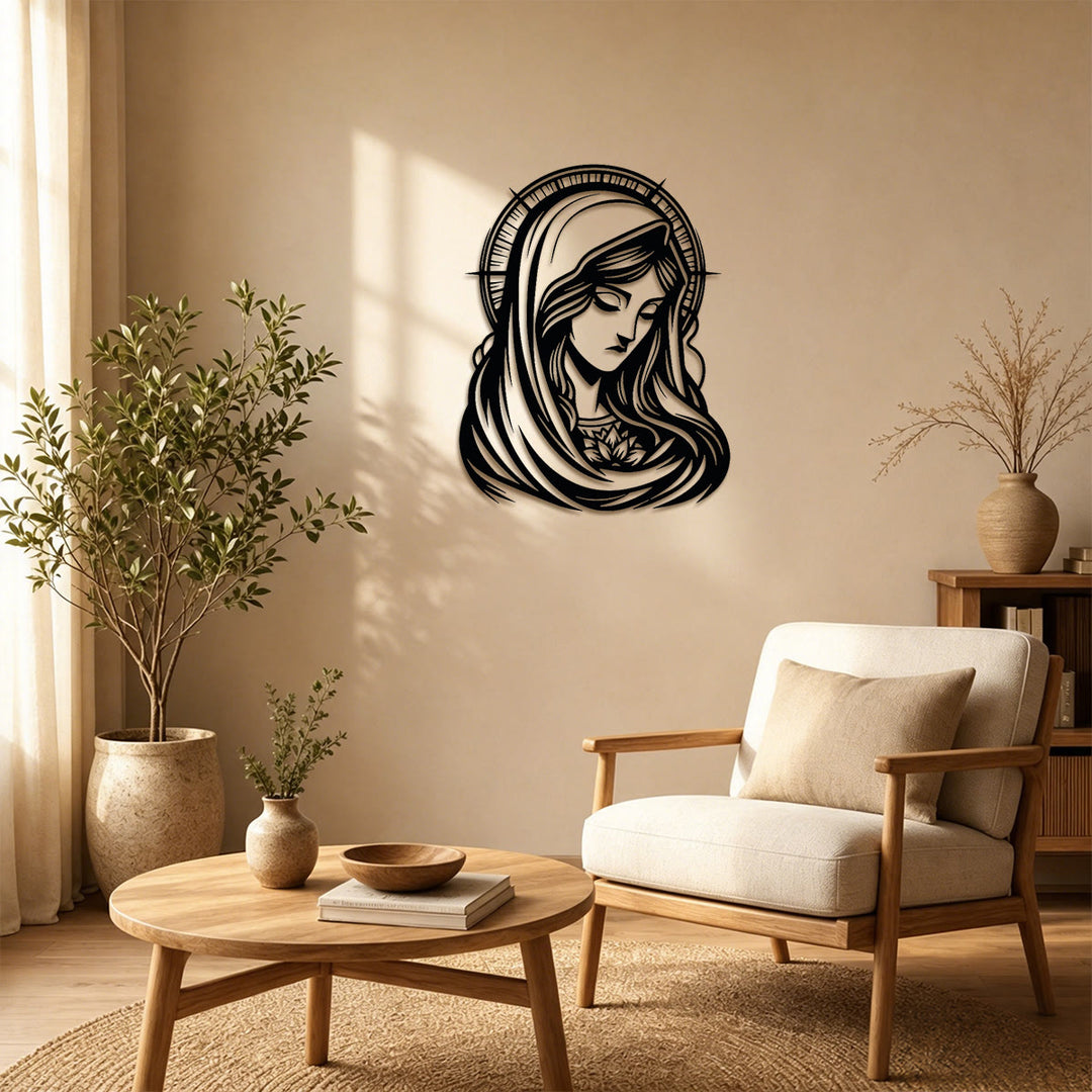 Christianartworkshop Heiliger Marien-Heiligenschein als Wandbild aus Metall: Symbol zärtlicher mütterlicher Gnade - image 1