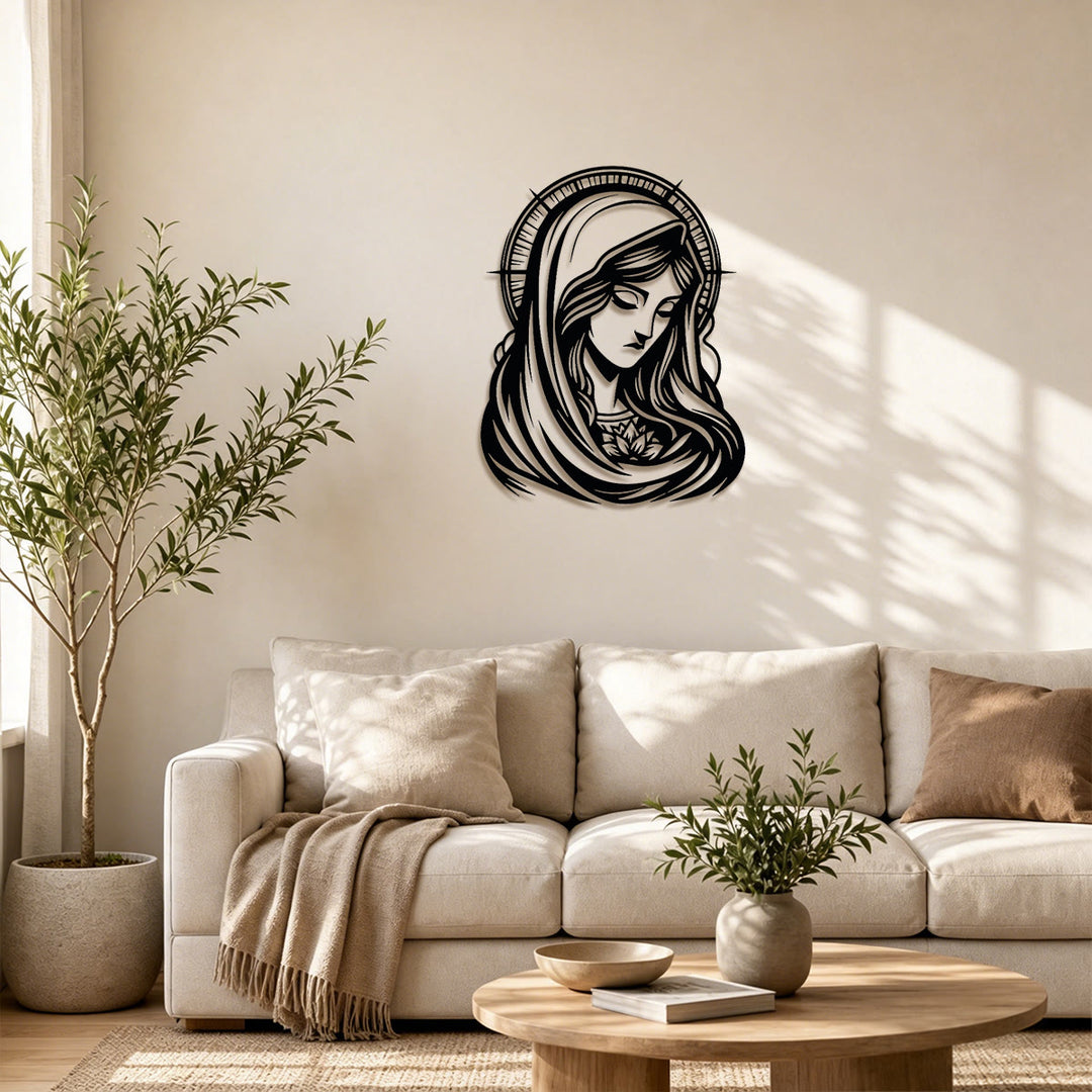 Christianartworkshop Heiliger Marien-Heiligenschein als Wandbild aus Metall: Symbol zärtlicher mütterlicher Gnade - image 0