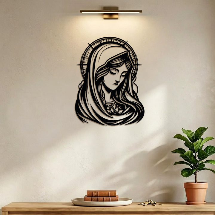 Christianartworkshop Heiliger Marien-Heiligenschein als Wandbild aus Metall: Symbol zärtlicher mütterlicher Gnade - image 3