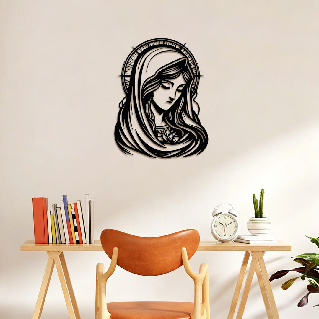 Christianartworkshop Heiliger Marien-Heiligenschein als Wandbild aus Metall: Symbol zärtlicher mütterlicher Gnade - image 4