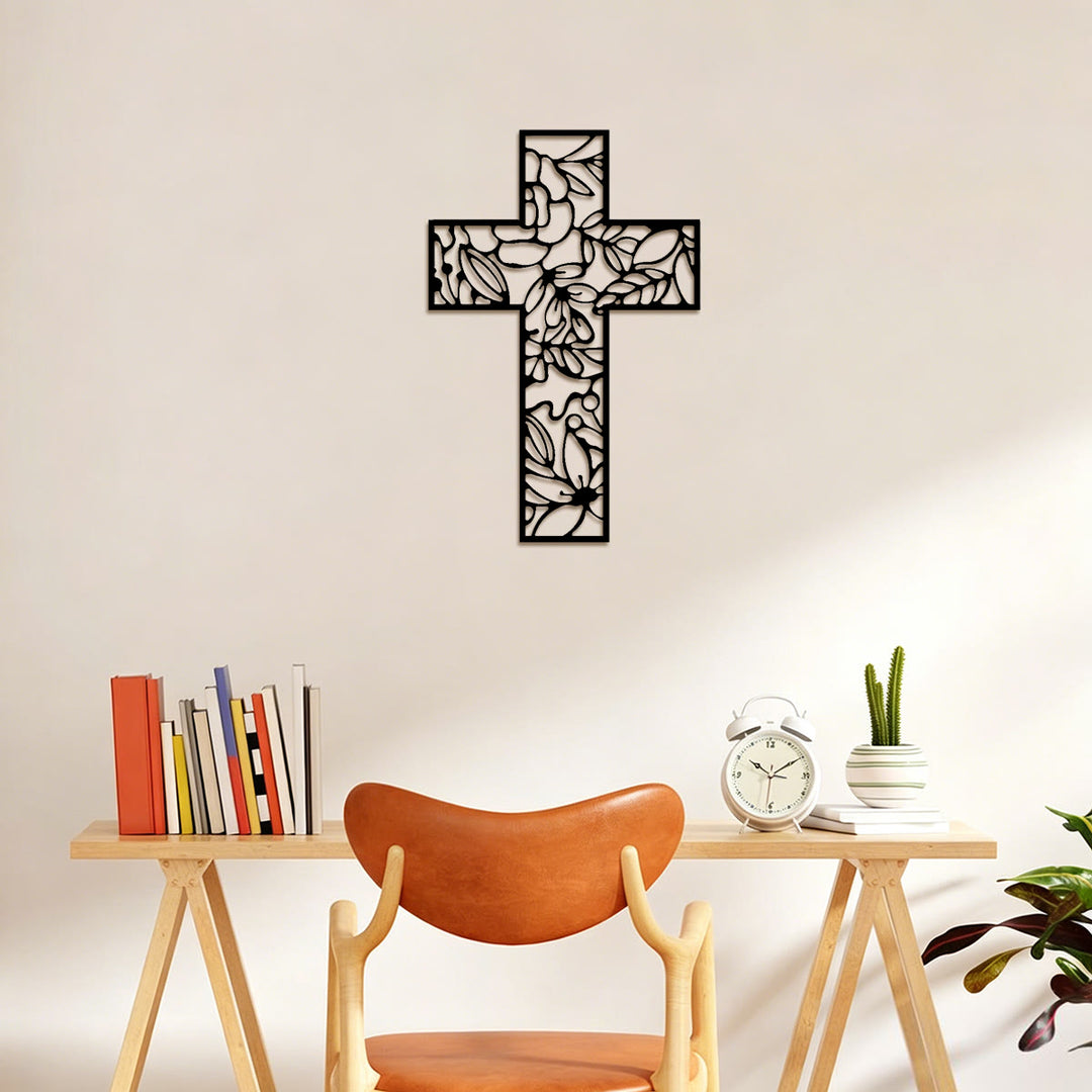 Christianartworkshop Wanddekor aus Metall mit floralem Hohlkreuz: Symbol ewiger Hoffnung und Gnade - image 4