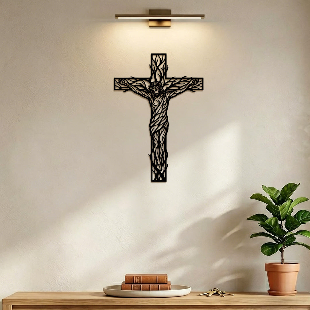 Christianartworkshop Wanddekoration aus Metall mit gewebtem Kreuz aus Weinreben: Symbol der Erlösung und des ewigen Lebens - image 3
