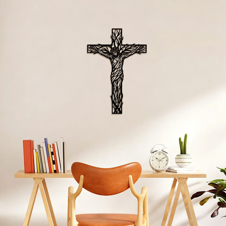 Christianartworkshop Wanddekoration aus Metall mit gewebtem Kreuz aus Weinreben: Symbol der Erlösung und des ewigen Lebens - image 4