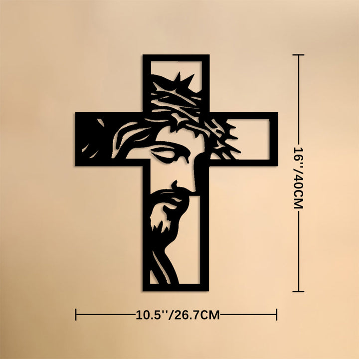 Christianartworkshop Wanddekoration aus Metall: Dornenbekröntes Jesuskreuz aus Metall – Symbol für Opferbereitschaft und Barmherzigkeit - 20''*13''*0,05''/50*33*0,12cm - image 7