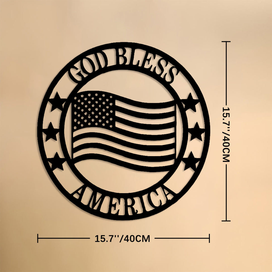 Christianartworkshop Runder Wanddekor aus Metall mit der Aufschrift „Gott segne Amerika“: Symbol des Segens und des Nationalstolzes - 15,75''*15,75''*0,4''/40*40*0,1 cm - image 6
