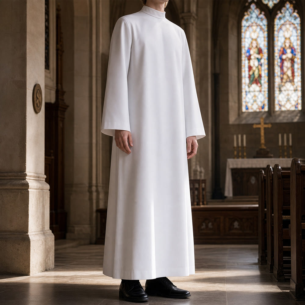 Christianartworkshop Schlichtes weißes liturgisches Albe für sakrale Zeremonien - image 1