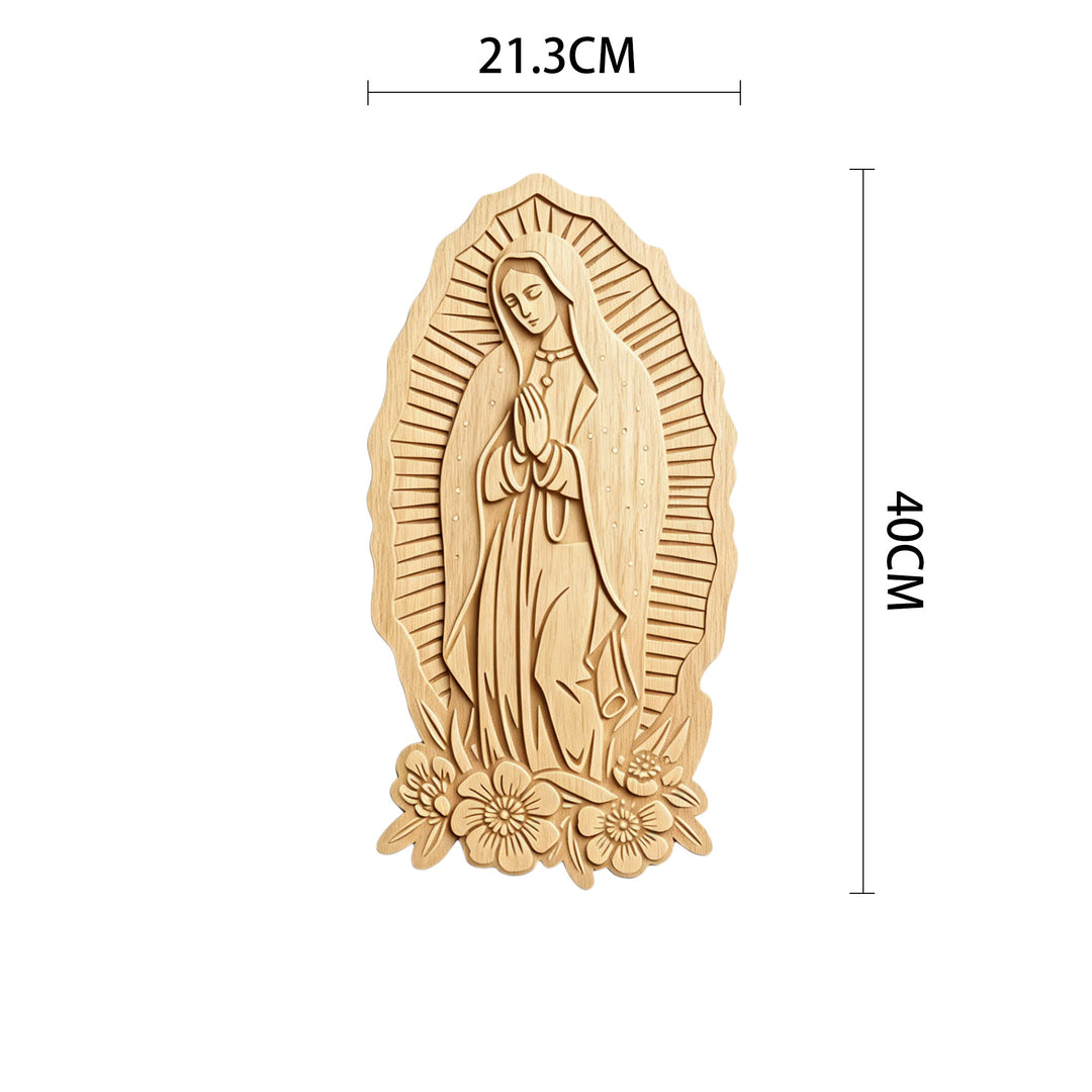 Christianartworkshop Strahlender Heiligenschein – Wandplakette aus Holz mit der Jungfrau von Guadalupe: Symbol des sanften Schutzes - 8,39''*15,75''*0,2''/21,3*40*0,5cm - image 5