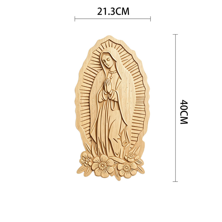 Christianartworkshop Strahlender Heiligenschein – Wandplakette aus Holz mit der Jungfrau von Guadalupe: Symbol des sanften Schutzes - 8,39''*15,75''*0,2''/21,3*40*0,5cm - image 5