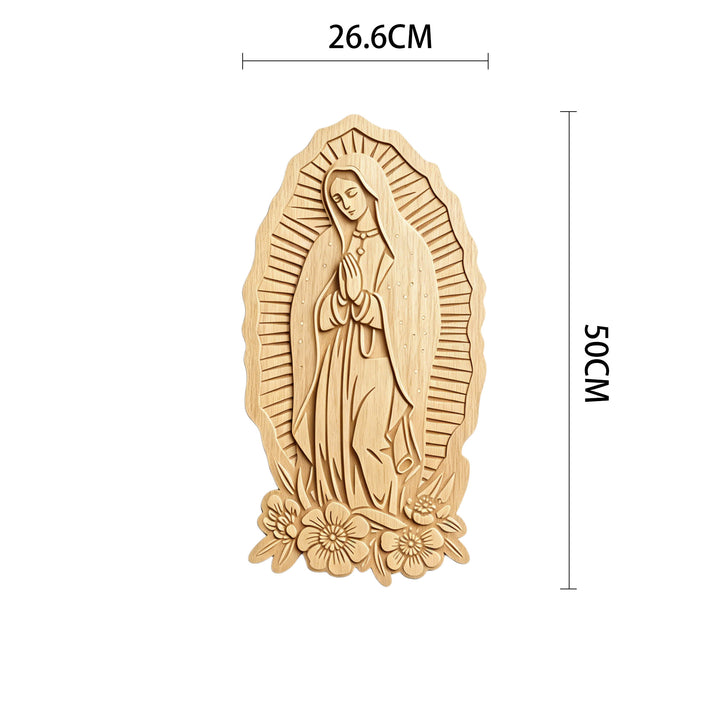 Christianartworkshop Strahlender Heiligenschein Unsere Liebe Frau von Guadalupe – Wandplakette aus Holz: Symbol des sanften Schutzes - 10,47''*19,69''*0,2''/26,6*50*0,5cm - image 6
