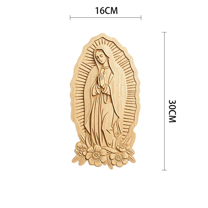 Christianartworkshop Strahlender Heiligenschein Unsere Liebe Frau von Guadalupe – Wandplakette aus Holz: Symbol des sanften Schutzes - 6,3''*11,81''*0,2''/16*30*0,5cm - image 4
