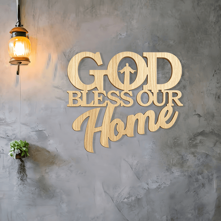 Christianartworkshop Silhouette Inlayed God Sweet Our Home Wooden Wall Sign: Emblem of Family Segen - image 2