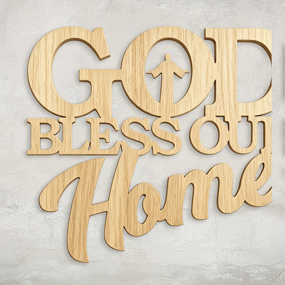 Christianartworkshop Silhouette Inlayed God Sweet Our Home Wooden Wall Sign: Emblem of Family Segen - image 3