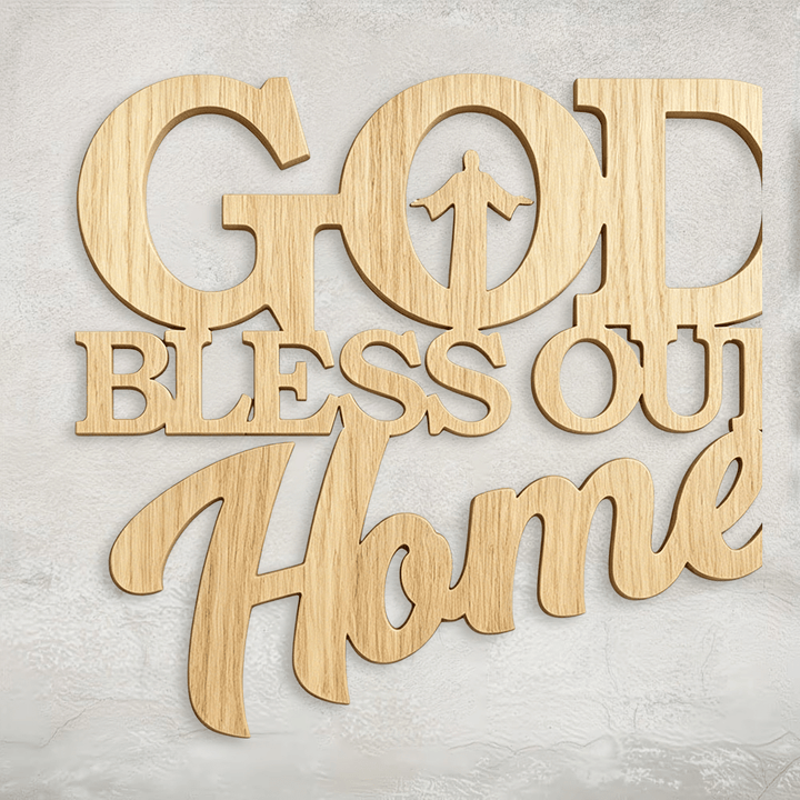 Christianartworkshop Silhouette Inlayed God Sweet Our Home Wooden Wall Sign: Emblem of Family Segen - image 3