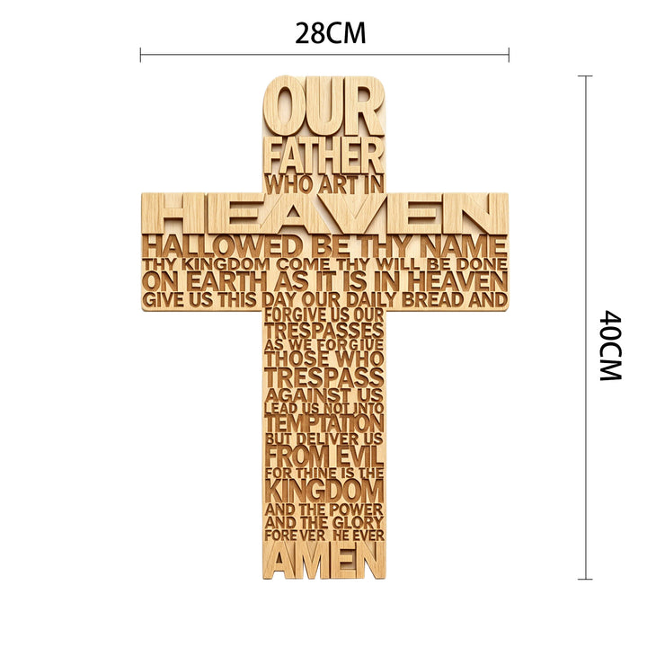 Christianartworkshop – Inschriftkreuz mit dem Vaterunser als Wandplakette aus Holz: Symbol des unerschütterlichen Glaubens - 11,02''*15,75''*0,2''/28*40*0,5cm - image 5