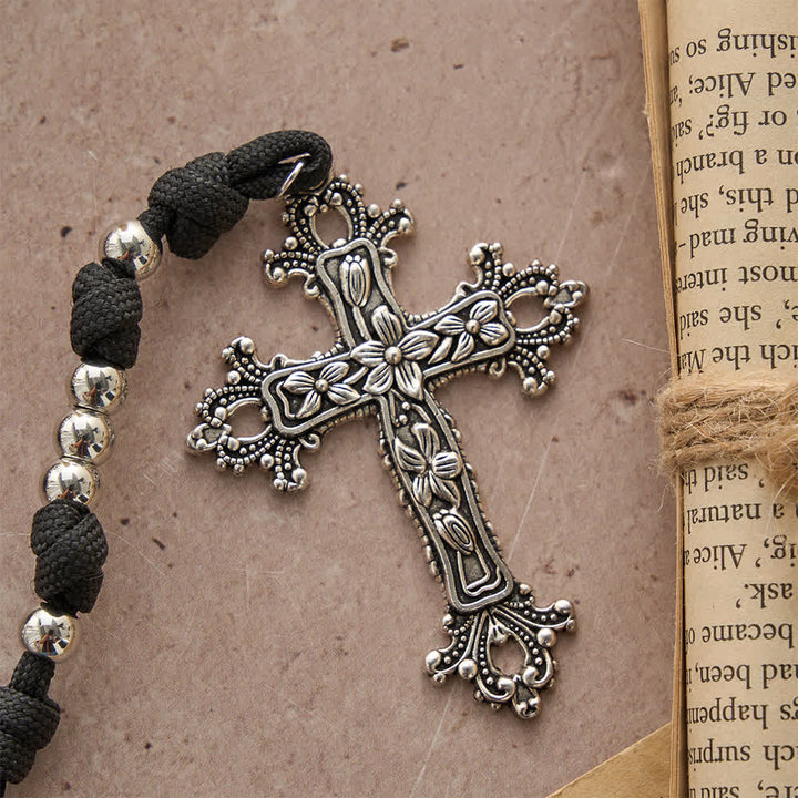 Christianartworkshop Robuster, silberfarbener Paracord-Rosenkranz mit 15 Gesätzen: Trage die Gnade Mariens überallhin. - image 7