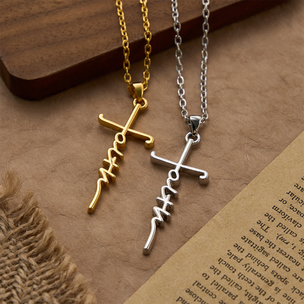Christianartworkshop Elegantes Glaubenskreuz mit Schriftzug: Zarter Anhänger und Schmuck für jeden Tag - image 1