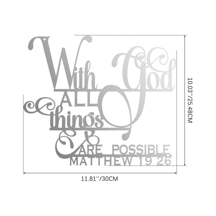 Christianartworkshop Matthäus 19,26 Mit Gott Metall-Wanddeko: Mutiger Glaube für Ihre Wände - 10,03''*11,81''*0,04''/25,48*30*0,1 cm - Silber - image 13