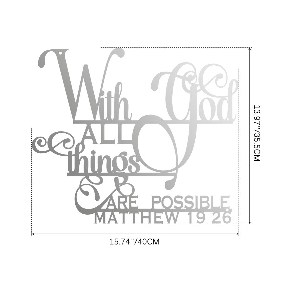 Christianartworkshop Matthäus 19,26 Mit Gott Metall-Wanddeko: Mutiger Glaube für Ihre Wände - 13,97''*15,74''*0,04''/35,5*40*0,1 cm - Silber - image 14