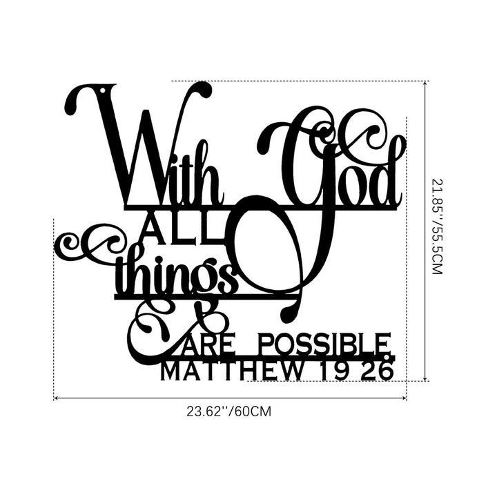 Christianartworkshop Matthäus 19,26 Mit Gott Metall-Wanddeko: Mutiger Glaube für Ihre Wände - 21,85''*23,62''*0,06''/55,5*60*0,15cm - Schwarz - image 8