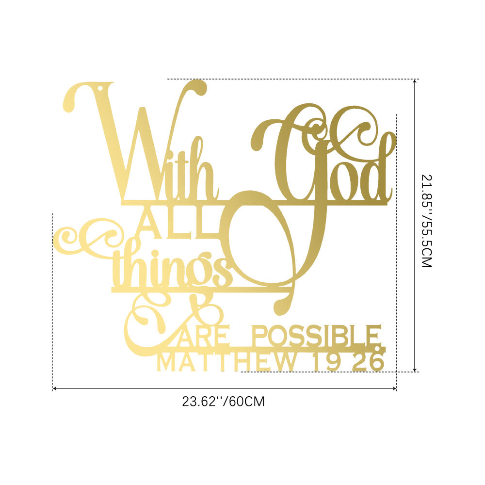 Christianartworkshop Matthäus 19,26 Mit Gott Metall-Wanddeko: Mutiger Glaube für Ihre Wände - 21,85''*23,62''*0,05''/55,5*60*0,12cm - Golden - image 24