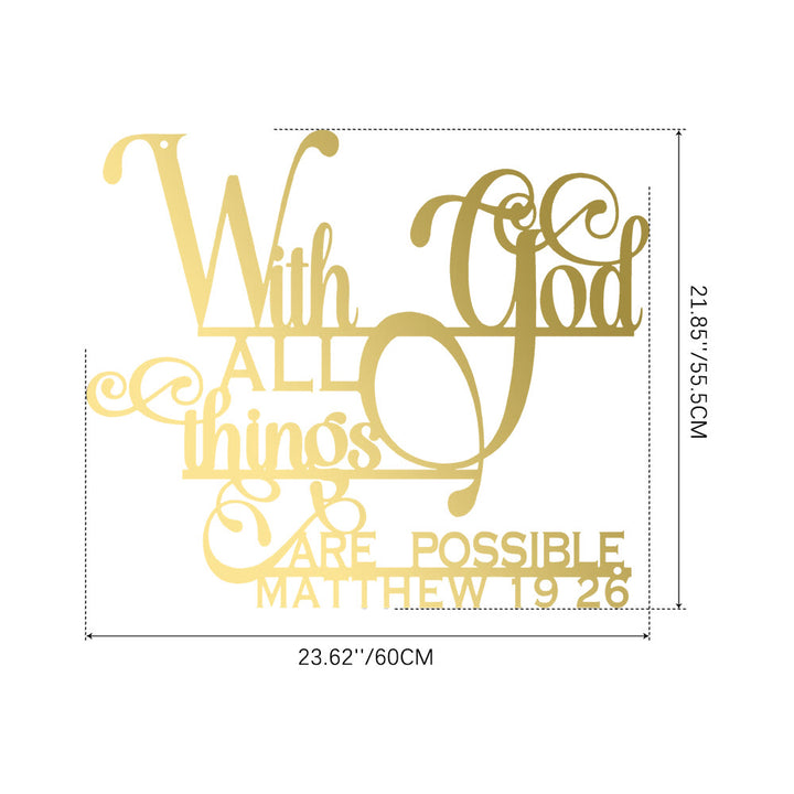 Christianartworkshop Matthäus 19,26 Mit Gott Metall-Wanddeko: Mutiger Glaube für Ihre Wände - 21,85''*23,62''*0,05''/55,5*60*0,12cm - Golden - image 24