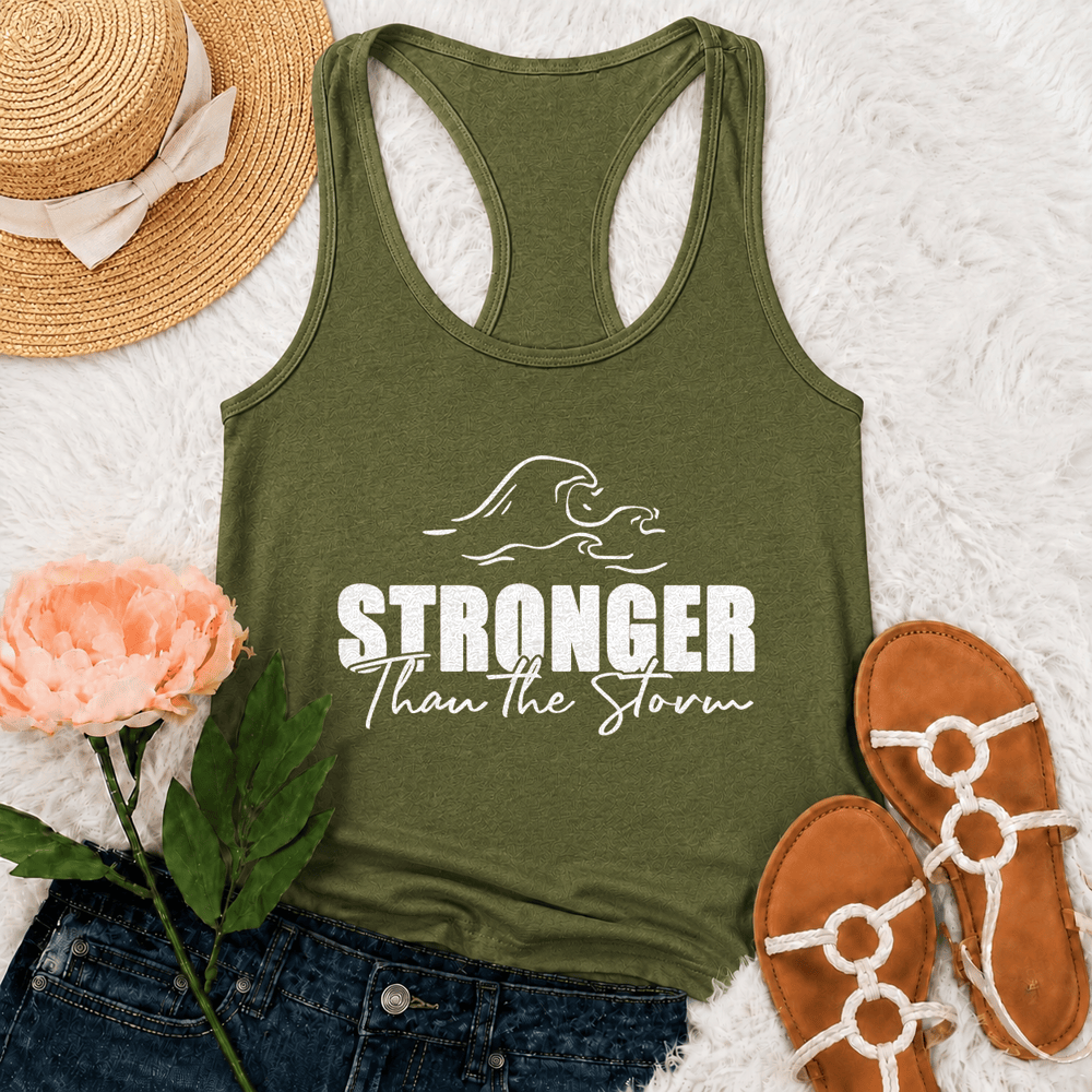 Christianartworkshop Stronger Than The Storm Wave Casual Racerback Tank Top - Armeegrün - 2XL - image 18