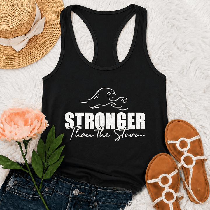 Christianartworkshop Stronger Than The Storm Wave Casual Racerback Tank Top - Schwarz - 2XL - image 3