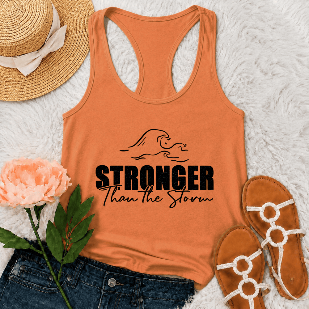 Christianartworkshop Stronger Than The Storm Wave Casual Racerback Tank Top - Orange - 2XL - image 27