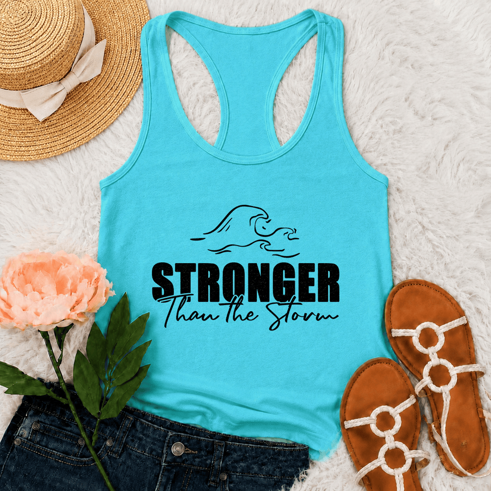 Christianartworkshop Stronger Than The Storm Wave Casual Racerback Tank Top - Minze - 2XL - image 0