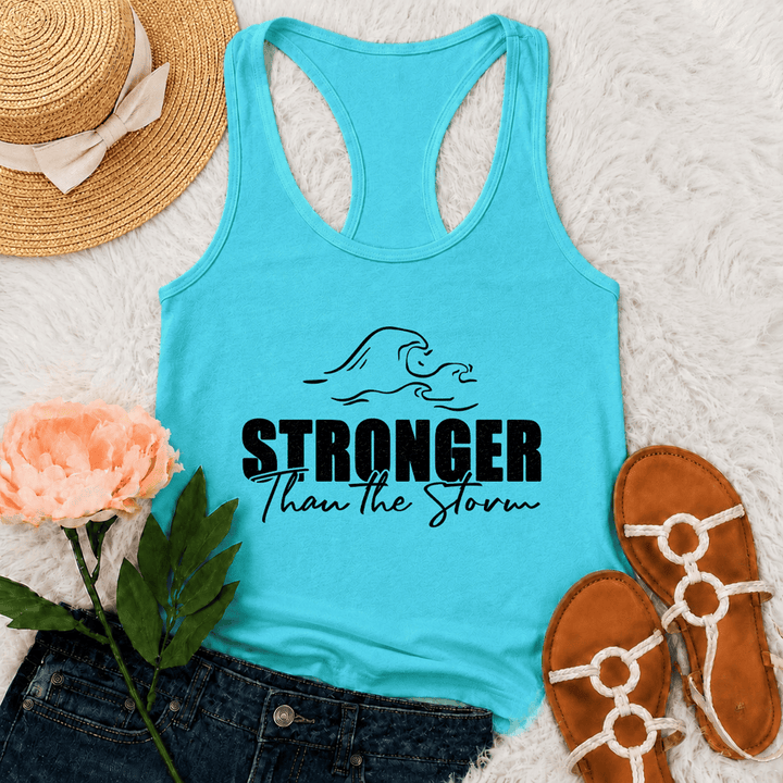 Christianartworkshop Stronger Than The Storm Wave Casual Racerback Tank Top - Minze - 2XL - image 0
