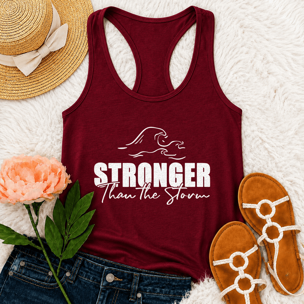 Christianartworkshop Stronger Than The Storm Wave Casual Racerback Tank Top - Wein - 2XL - image 24