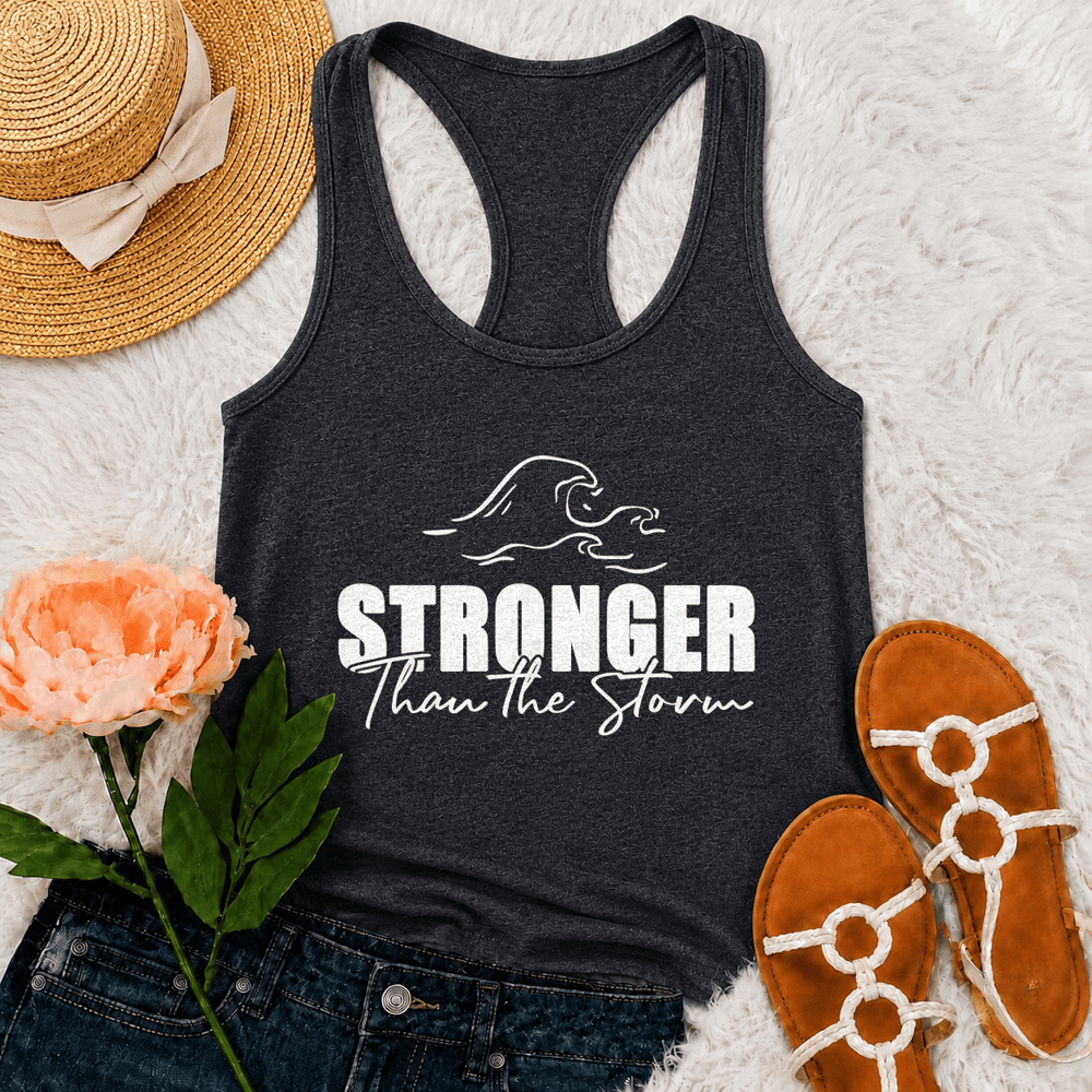 Christianartworkshop Stronger Than The Storm Wave Casual Racerback Tank Top - Grau - 2XL - image 9