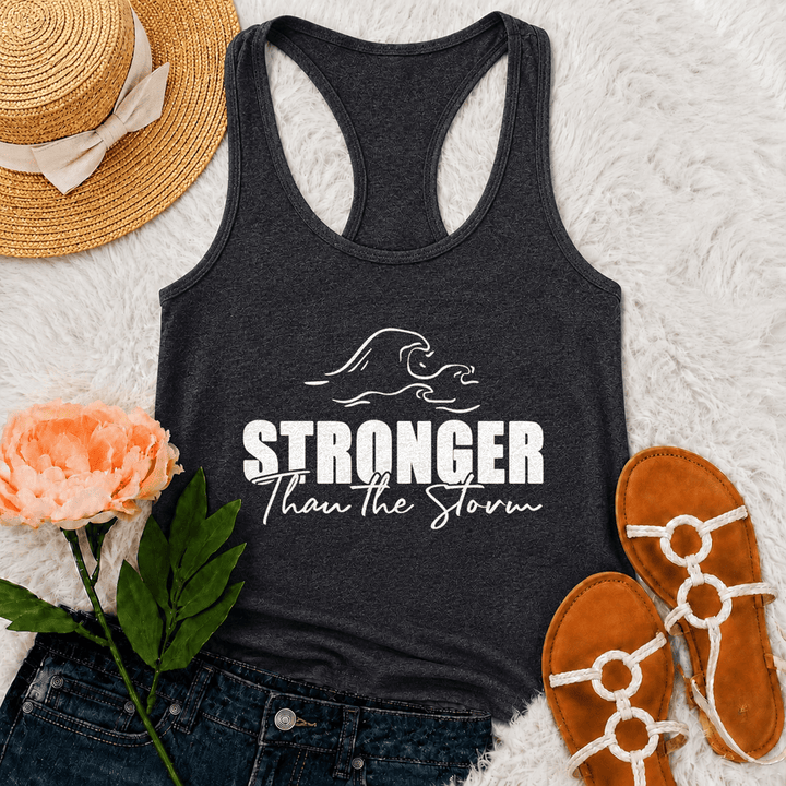 Christianartworkshop Stronger Than The Storm Wave Casual Racerback Tank Top - Grau - 2XL - image 9