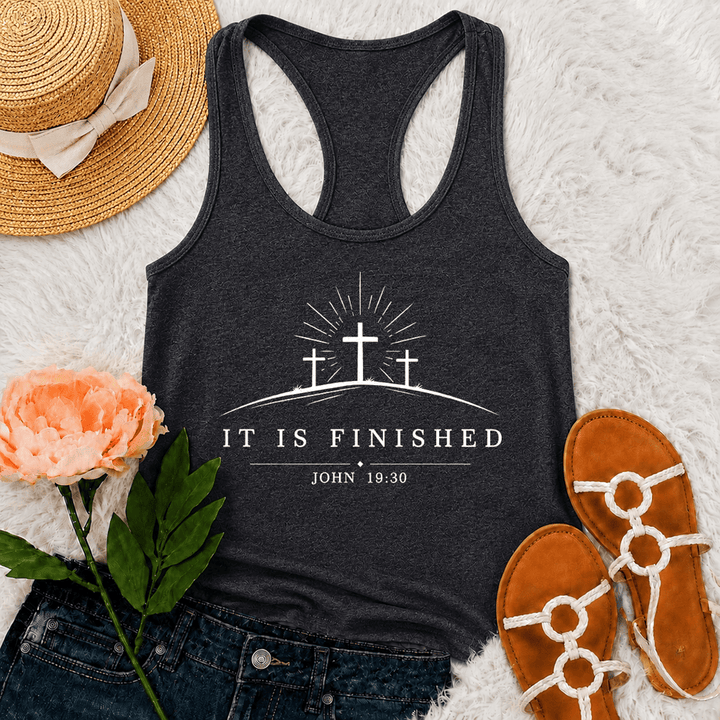 Christianartworkshop Klassisches Tanktop „Faith It Is Finished“ mit gekreuztem Racerback-Rücken - Grau - 2XL - image 6