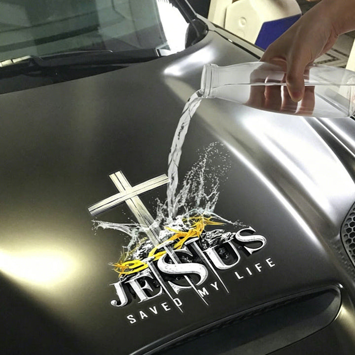 Christianartworkshop Kreuz, Dornenkrone, Nägel – JESUS ​​RETTETE MEIN LEBEN – Wasserdichter Autoaufkleber: Ein Symbol des erlösenden Opfers - image 4