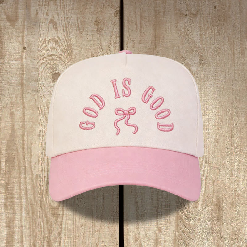 Christianartworkshop Unisex-Baseballkappe mit gebogenem Schirm und besticktem Schriftzug „God Is Good“ - Rosa - image 2