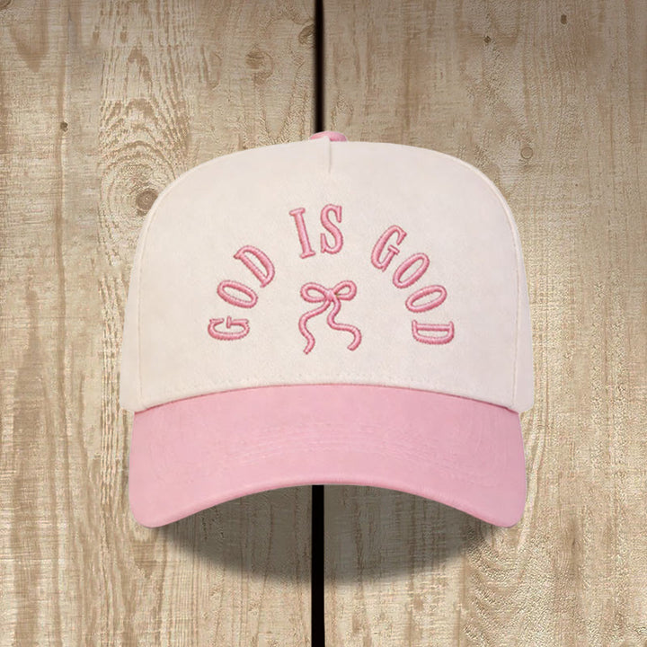 Christianartworkshop Unisex-Baseballkappe mit gebogenem Schirm und besticktem Schriftzug „God Is Good“ - Rosa - image 2