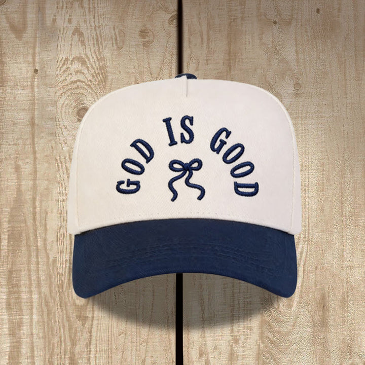 Christianartworkshop Unisex-Baseballkappe mit gebogenem Schirm und besticktem Schriftzug „God Is Good“ - Marineblau - image 8