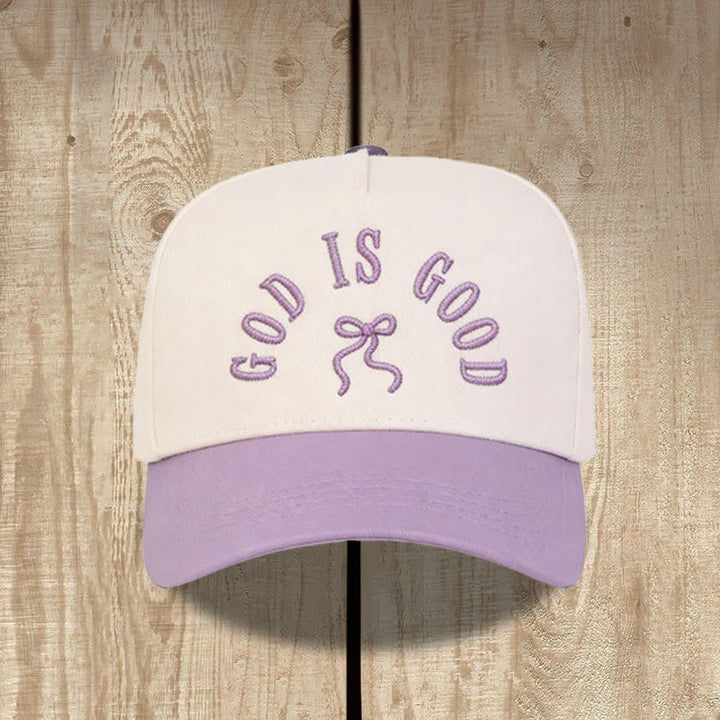 Christianartworkshop Unisex-Baseballkappe mit gebogenem Schirm und besticktem Schriftzug „God Is Good“ - Lila - image 12