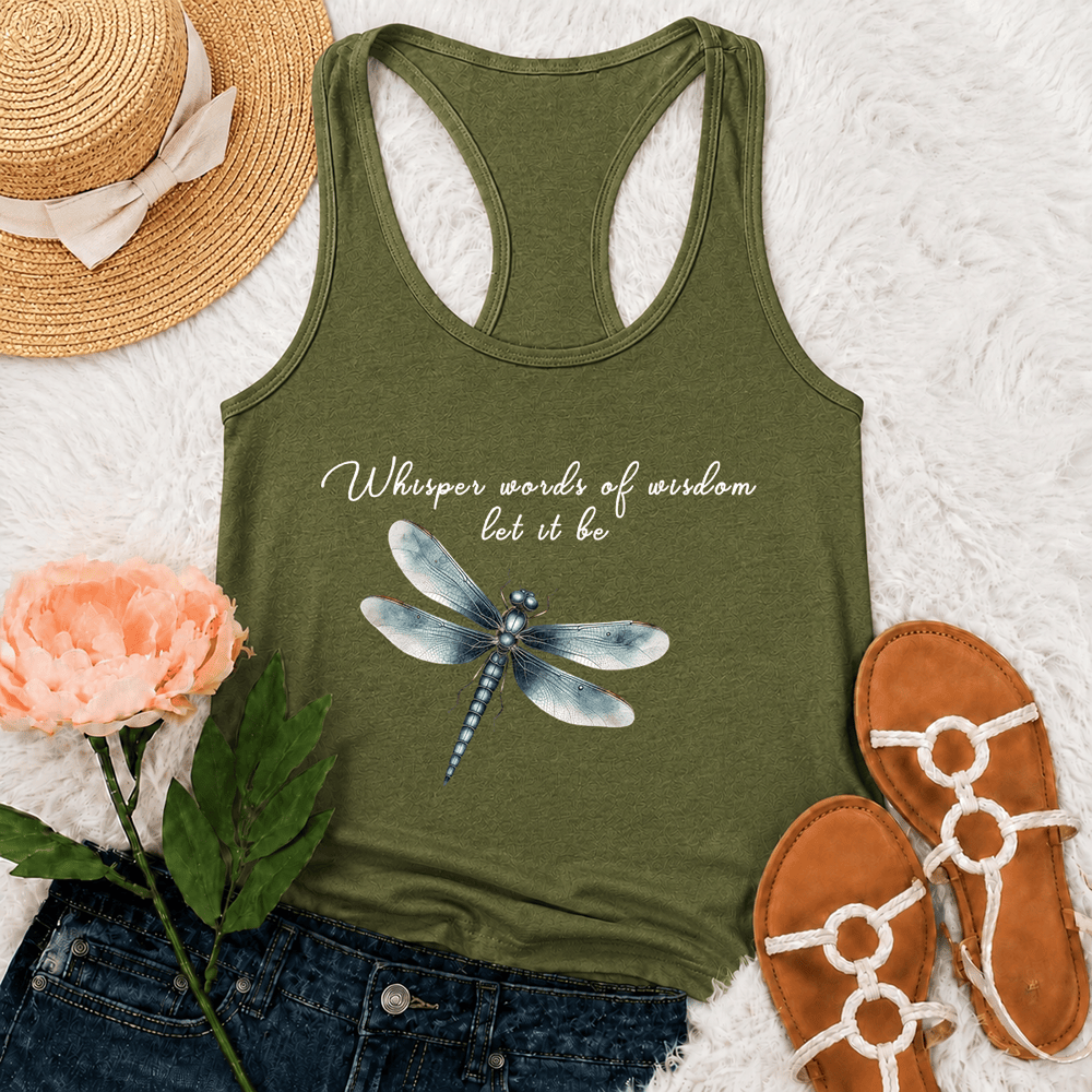 Christianartworkshop Aquarell Libelle Let It Be Grafik Racerback Tank Top - Armeegrün - 2XL - image 0