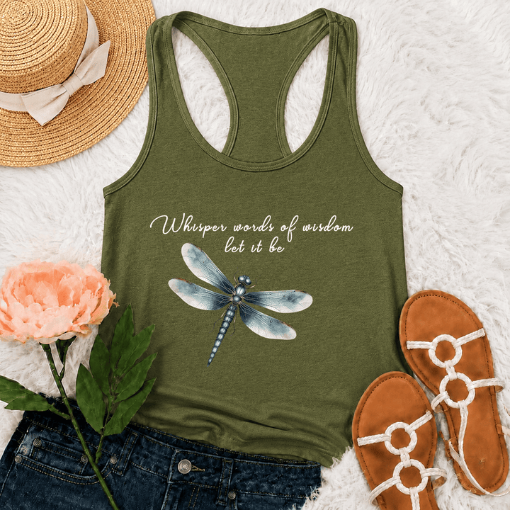 Christianartworkshop Aquarell Libelle Let It Be Grafik Racerback Tank Top - Armeegrün - 2XL - image 0