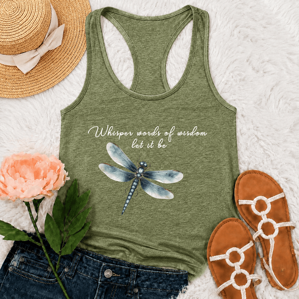 Christianartworkshop Aquarell Libelle Let It Be Grafik Racerback Tank Top - Olivgrün - 2XL - image 18