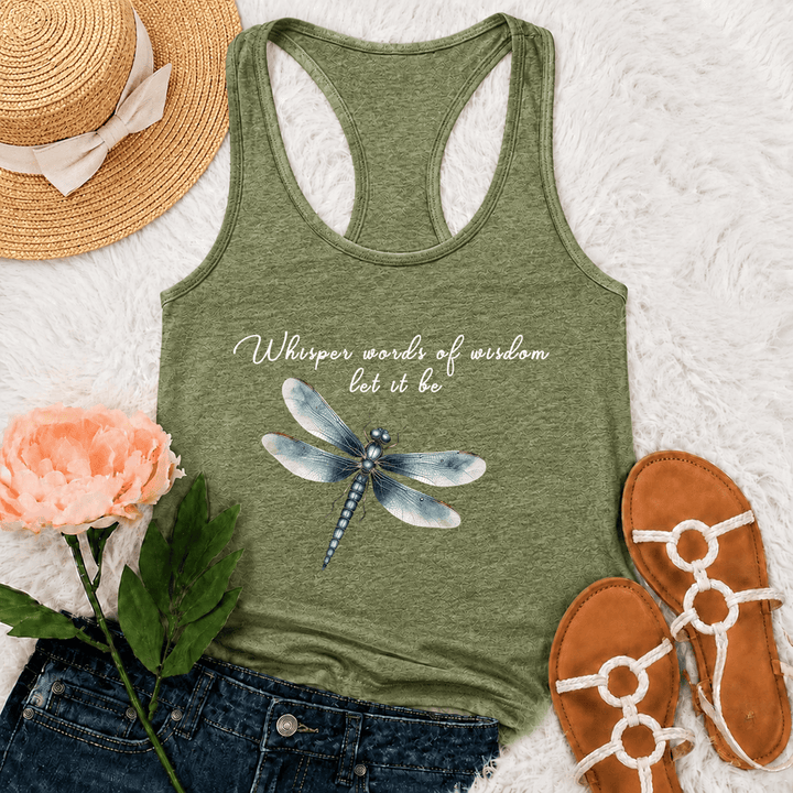 Christianartworkshop Aquarell Libelle Let It Be Grafik Racerback Tank Top - Olivgrün - 2XL - image 18