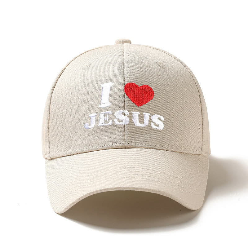 Christianartworkshop Ich liebe Jesus Herzbuchstaben-Stickerei verstellbare Baseballkappe - Beige - image 2
