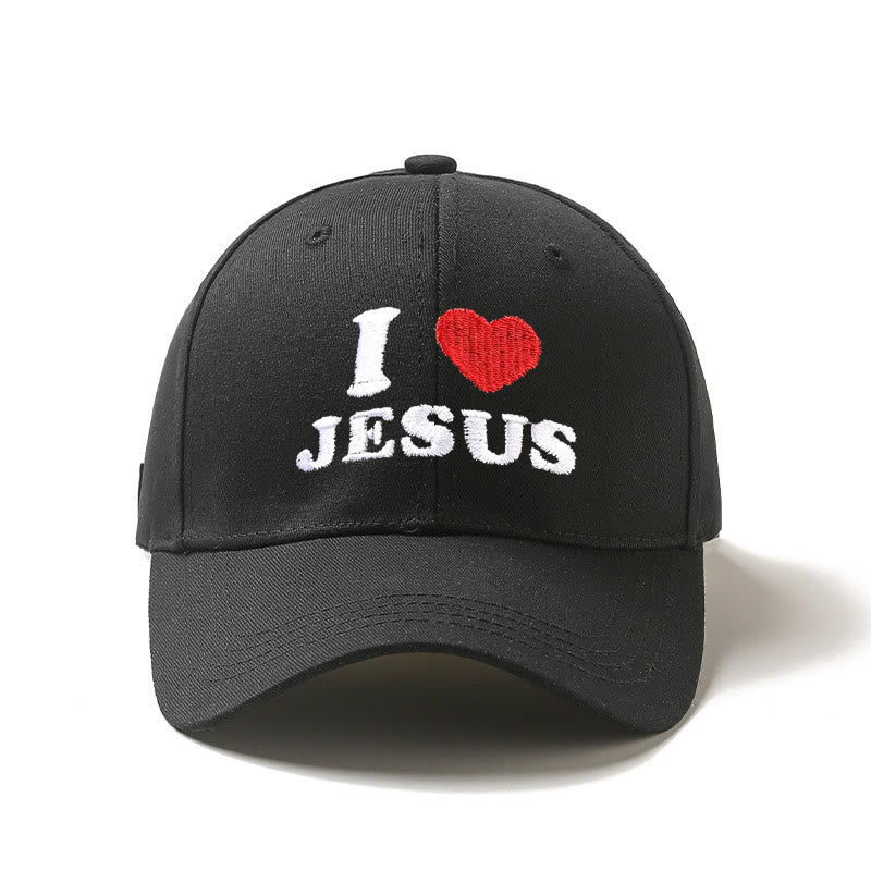 Christianartworkshop Ich liebe Jesus Herzbuchstaben-Stickerei Verstellbare Baseballkappe - Schwarz - image 0