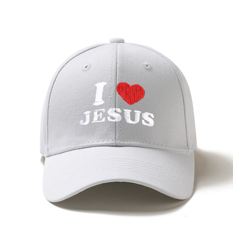 Christianartworkshop Ich liebe Jesus Herzbuchstaben-Stickerei verstellbare Baseballkappe - Weiß - image 4